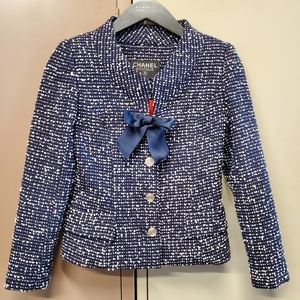 Chanel Boutique Blue & White Tweed Jacket